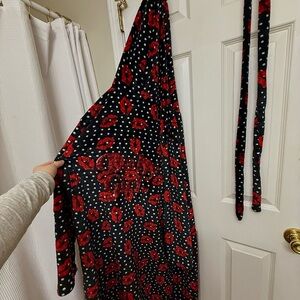Red Lip Print Babygirl Black Robe